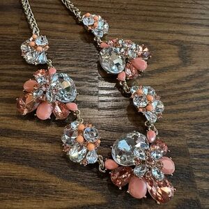 Elegant Peach and Clear Floral Necklace